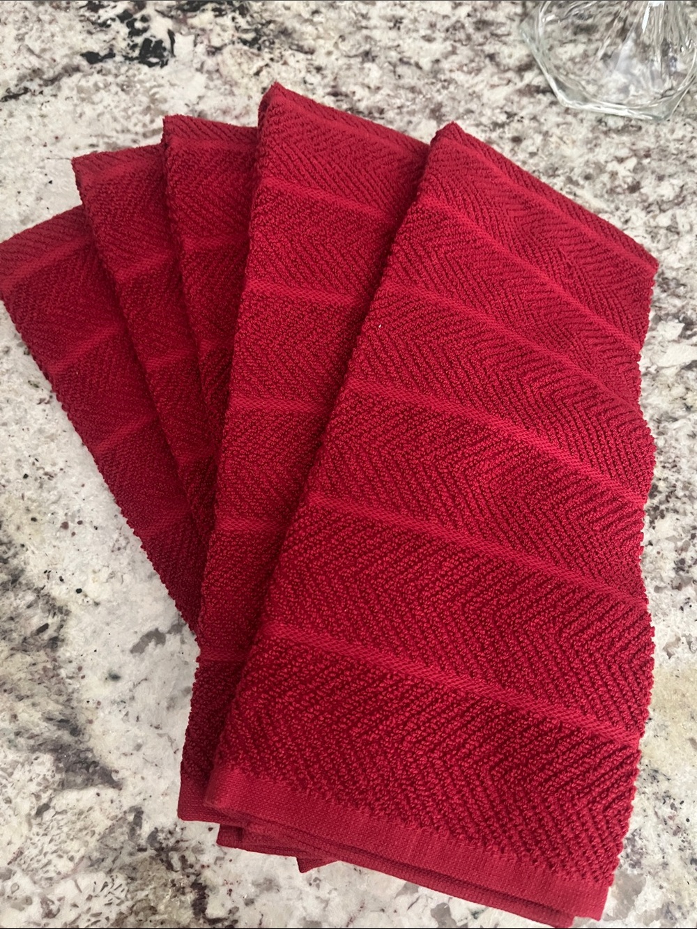 Red Textured Cotton Hand Towels - Set of 5 Brand new!